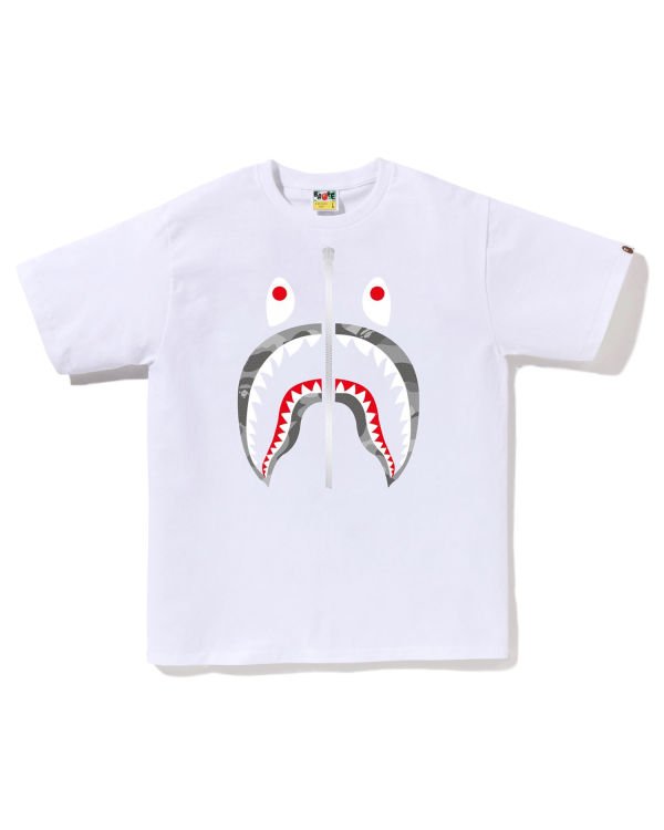 T Shirts Bape Honeycomb Camo Shark Blanche Homme | XPR-86073507