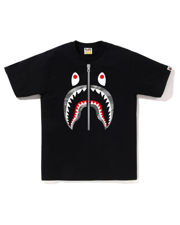 T Shirts Bape Honeycomb Camo Shark Noir Homme | FZY-24368957