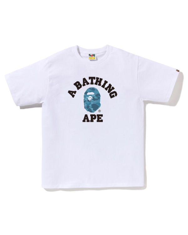 T Shirts Bape Honeycomb Camo College Blanche Homme | IMM-17956282