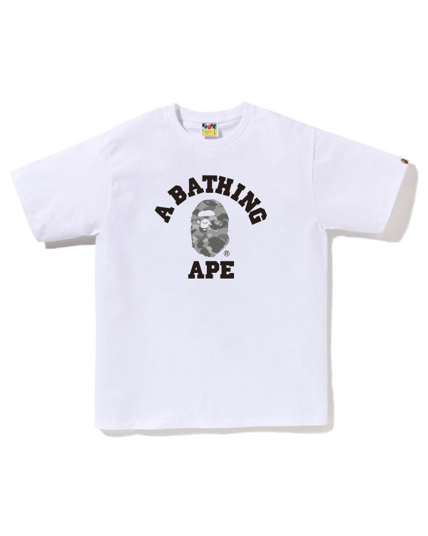 T Shirts Bape Honeycomb Camo College Blanche Homme | QOB-01556266