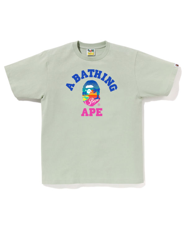 T Shirts Bape Sunset Beach Vert Clair Homme | ZZA-35169943