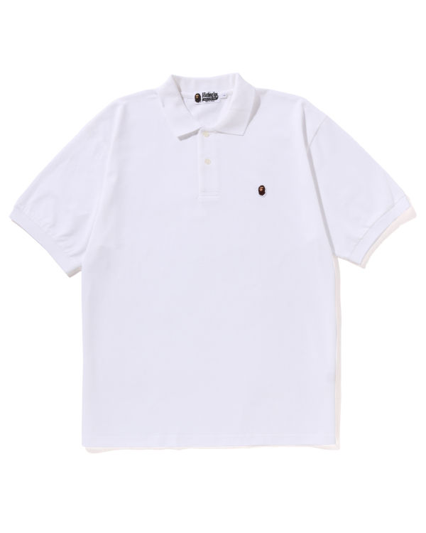 T Shirts Bape Ape Head One Point Relaxed Fit Polo Blanche Homme | ZWF-79106905