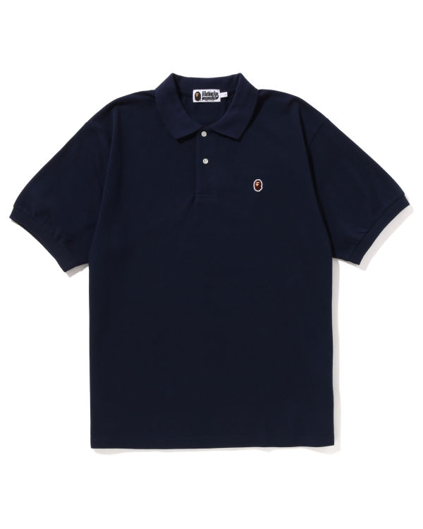 T Shirts Bape Ape Head One Point Relaxed Fit Polo Bleu Marine Bleu Homme | GTS-13613464