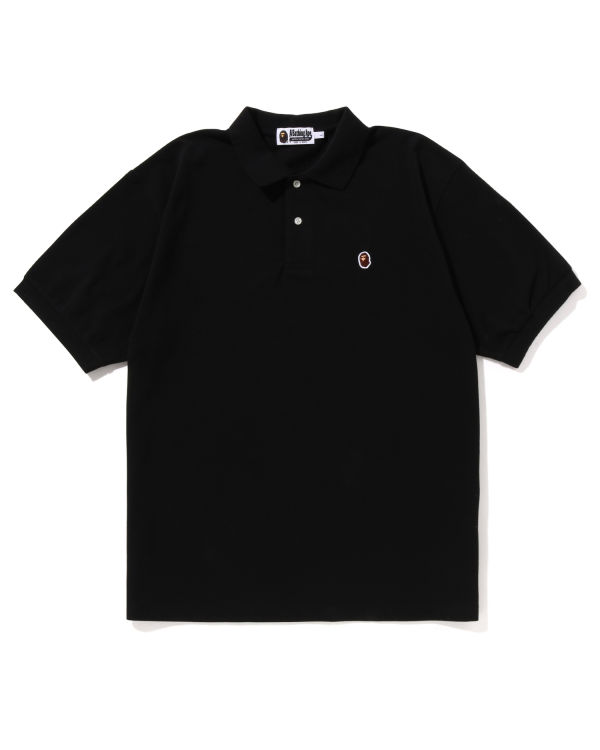 T Shirts Bape Ape Head One Point Relaxed Fit Polo Noir Homme | RFM-04262455