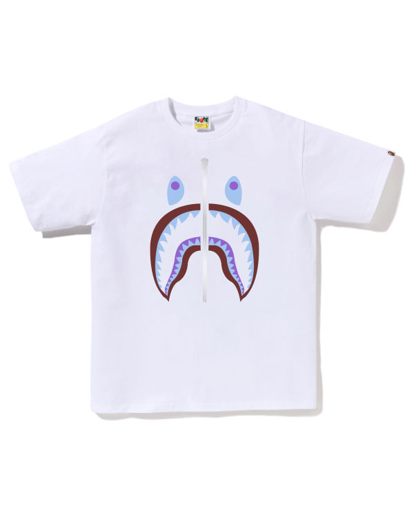 T Shirts Bape Colors Shark Blanche Homme | QAT-64774475