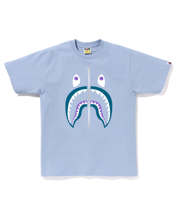 T Shirts Bape Colors Shark Bleu Clair Homme | STD-79523175