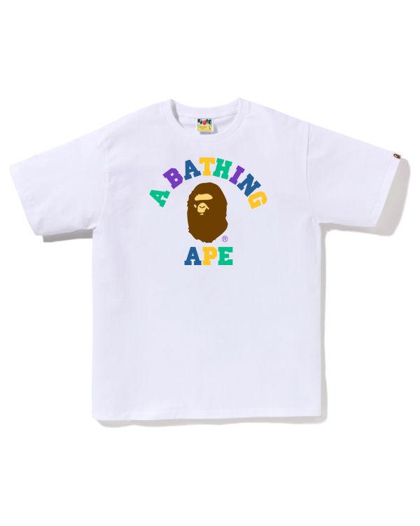 T Shirts Bape Colors College Blanche Homme | HSK-31131185