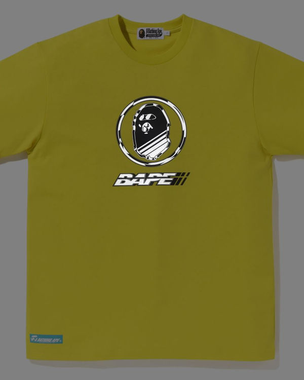 T Shirts Bape Logo Jaune Homme | TXK-95352193