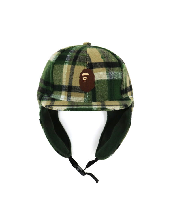 Casquettes Bape Check Earmuffs Vert Homme | EER-56491568