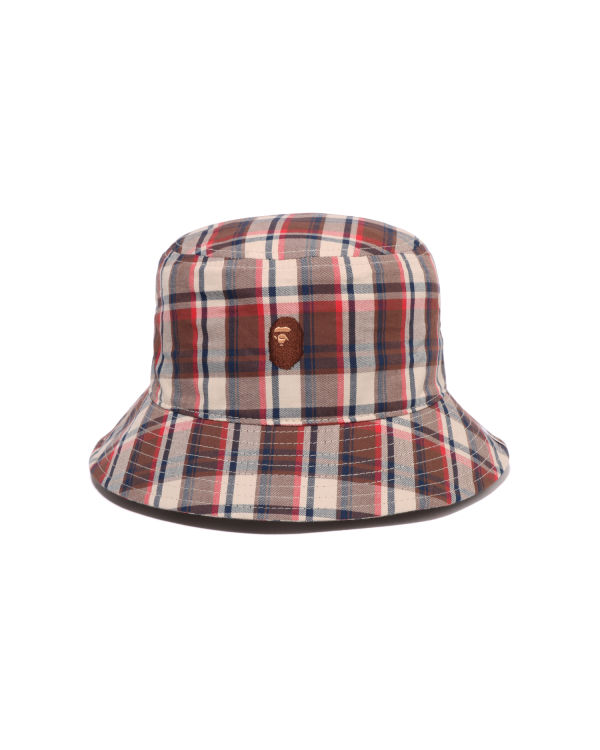 Chapeaux Bape Mini Check Bucket Rouge Clair Homme | CAJ-40849050