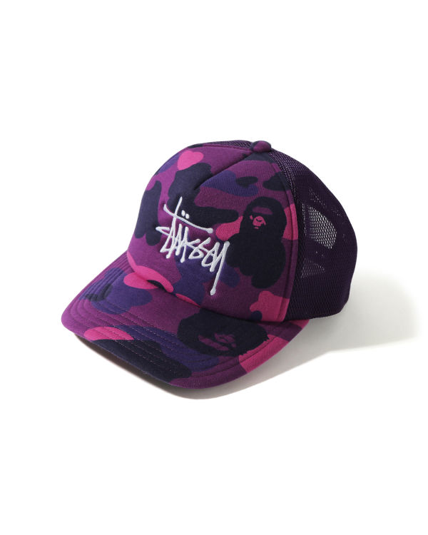 Casquettes Bape X Stussy Trucker Violette Homme | HZL-12647591