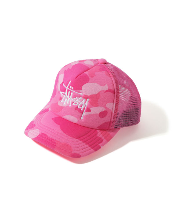 Casquettes Bape X Stussy Trucker Rose Homme | IQY-78155639