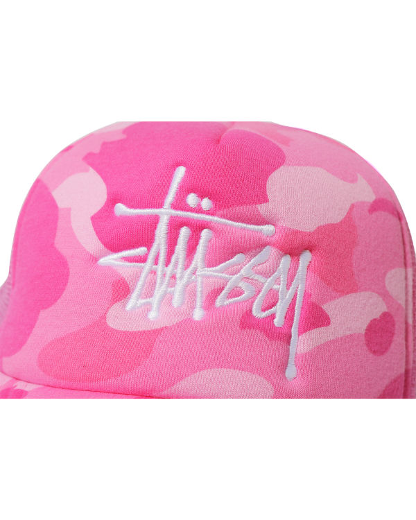 Casquettes Bape X Stussy Trucker Rose Homme | IQY-78155639