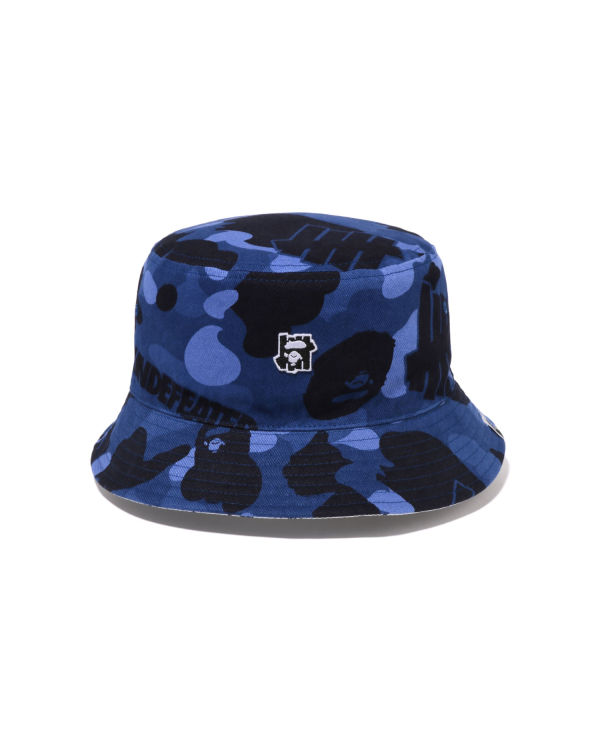 Chapeaux Bape X UNDFTD Color Camo Flannel Bucket Bleu Marine Bleu Homme | VBC-21422420