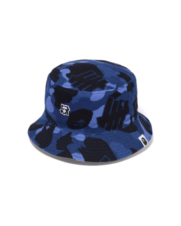 Chapeaux Bape X UNDFTD Color Camo Flannel Bucket Bleu Marine Bleu Homme | VBC-21422420