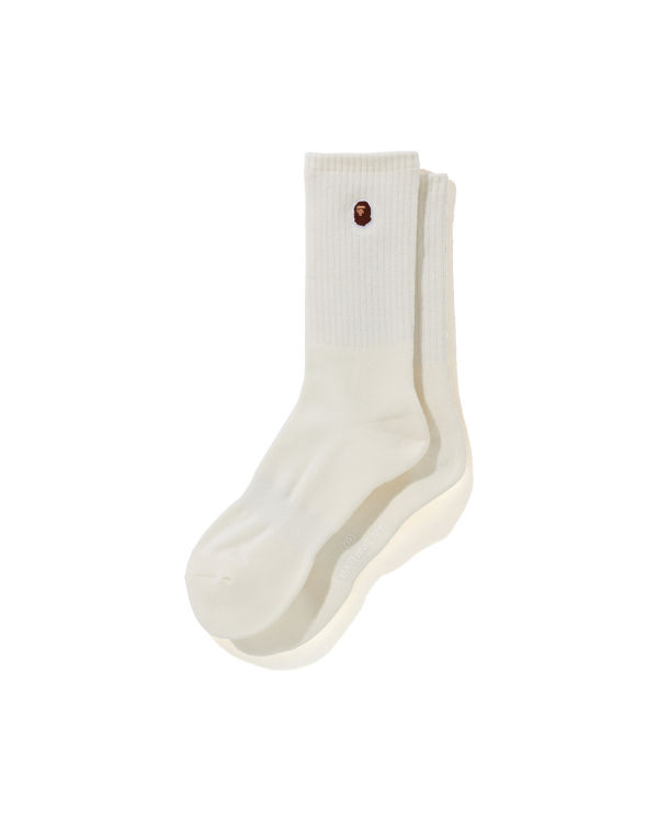 Chaussettes Bape Ape Head One Point Blanche Homme | YUI-01478993