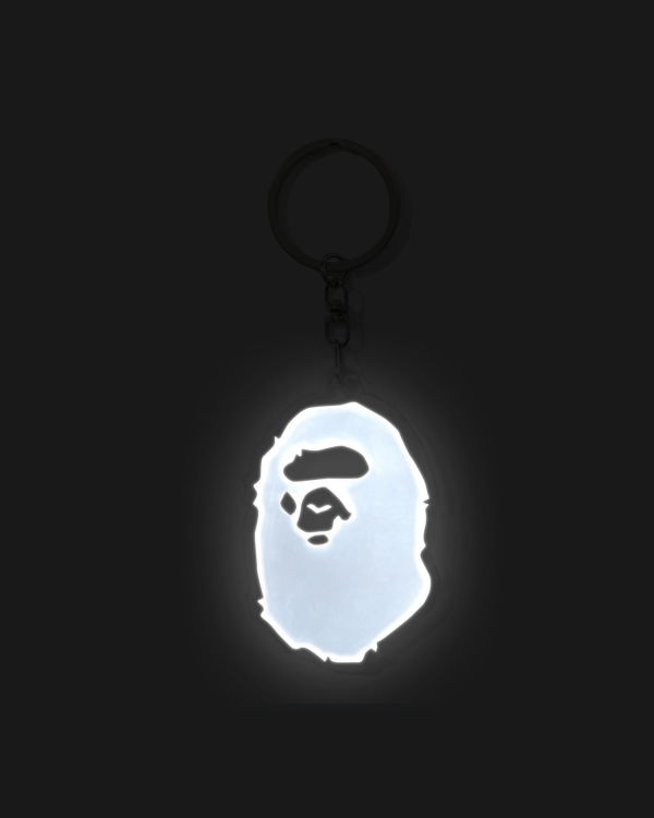 Porte-clés Bape Ape Head Reflective Blanche Homme | HTK-43008611