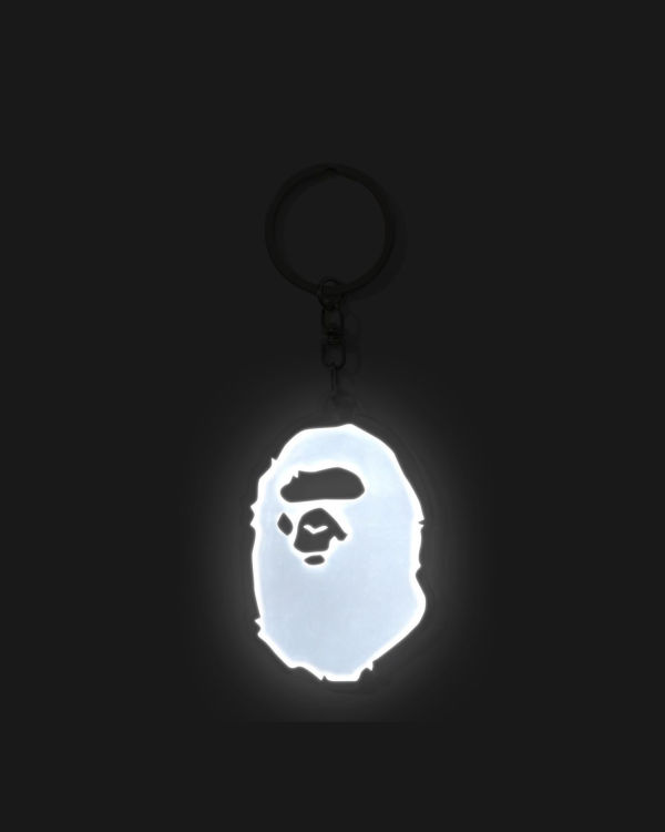 Porte-clés Bape Ape Head Reflective Noir Homme | OCY-70161230