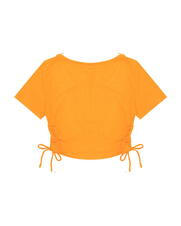 Chemisier Bape Logo drawstring cropped Orange Femme | QTE-57472380