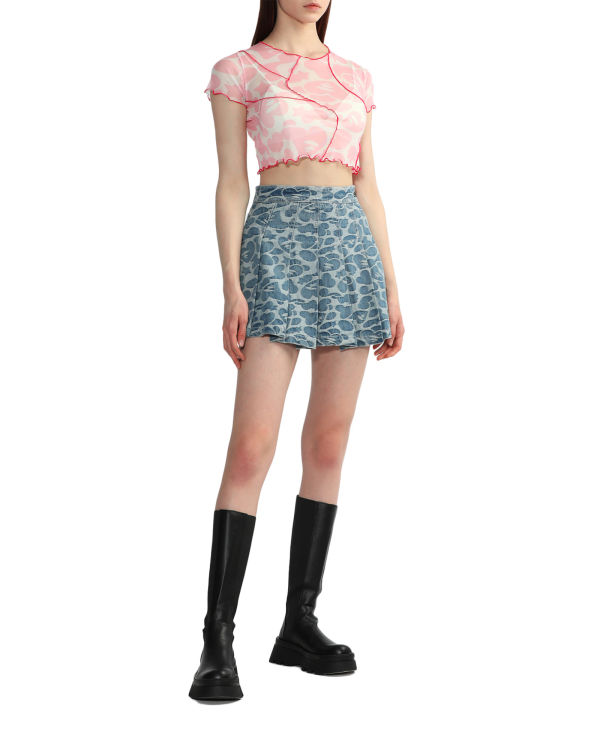 Chemisier Bape Pattern mesh crop Rose Femme | ZKB-89228784