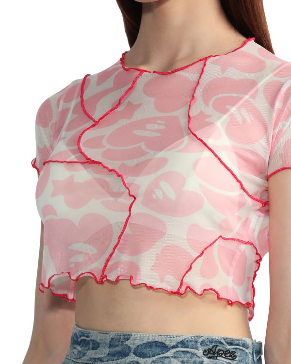 Chemisier Bape Pattern mesh crop Rose Femme | ZKB-89228784