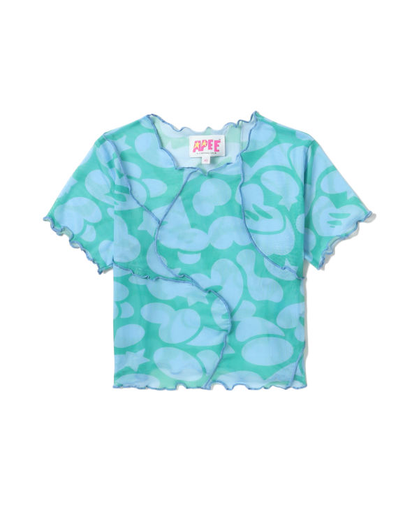 Chemisier Bape Pattern mesh crop Bleu Femme | MGV-51245114