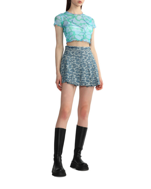 Chemisier Bape Pattern mesh crop Bleu Femme | MGV-51245114