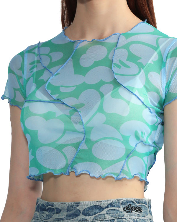 Chemisier Bape Pattern mesh crop Bleu Femme | MGV-51245114