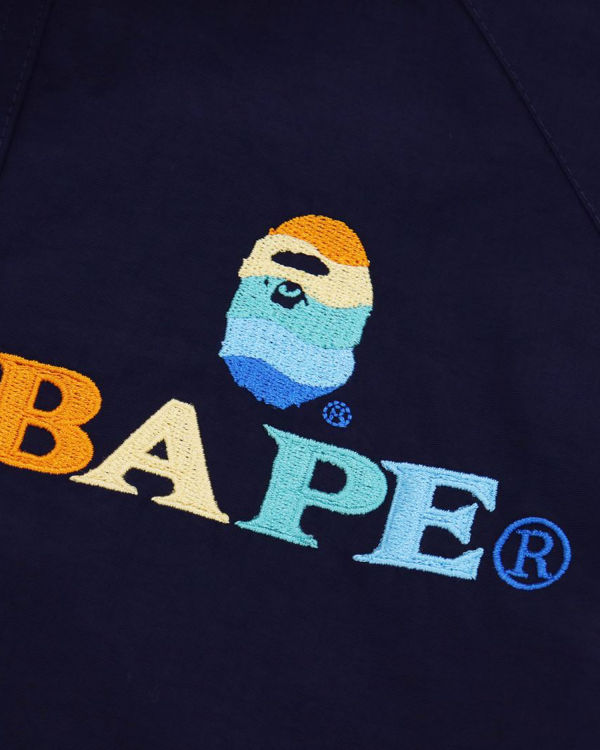 Vestes Bape Logo Embroidery Overs Bleu Marine Bleu Femme | ONC-09679318