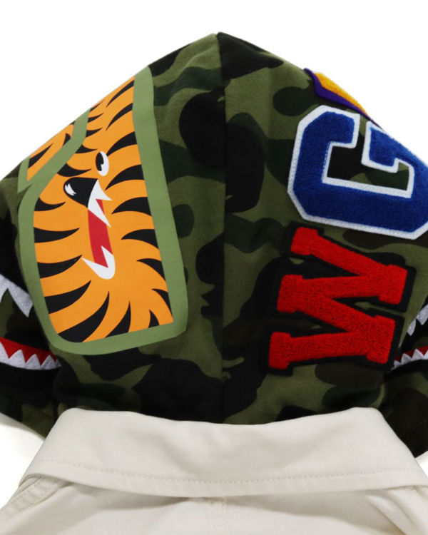 Vestes Bape 1st Camo Shark Hood Larges Blanche Femme | XTF-61222892