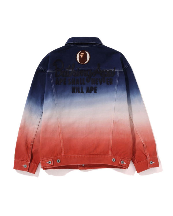 Vestes Bape Gradation Champion Denim Bleu Marine Blanche Rouge Femme | RGH-35031931