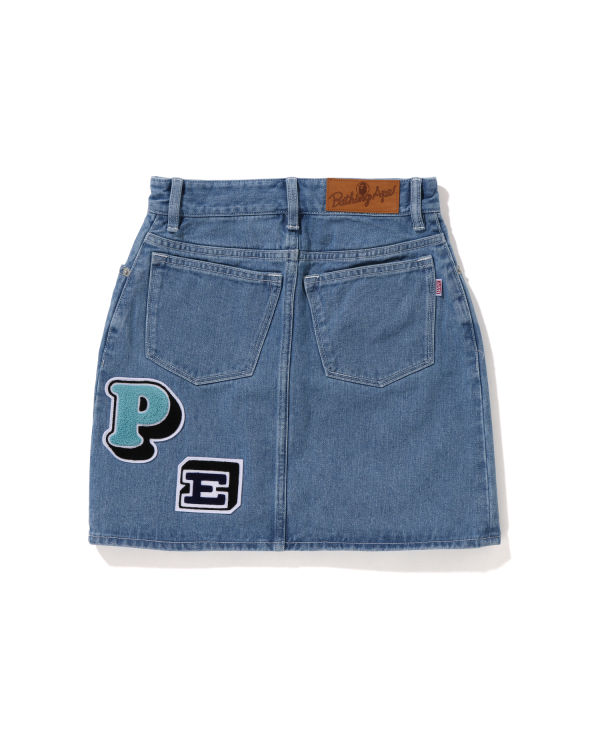 Jupes Bape Multi Fonts Denim Mini Bleu Femme | XIV-46817045