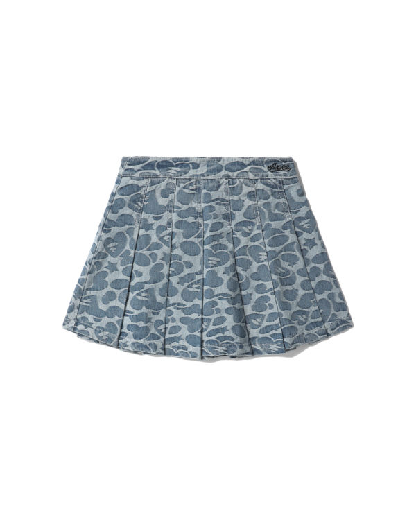 Jupes Bape Pattern pleated mini Bleu Femme | WKA-84862005