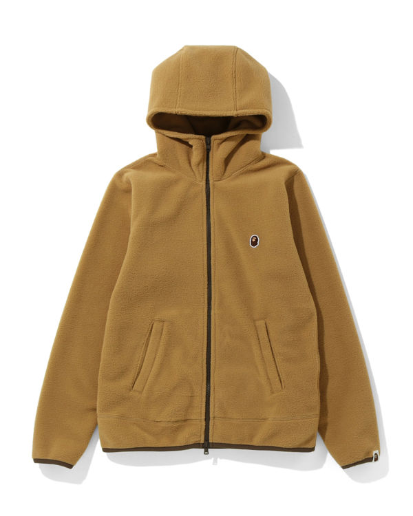 Sweat à Capuche Bape Fleece one point zip Beige Femme | NHS-61488171