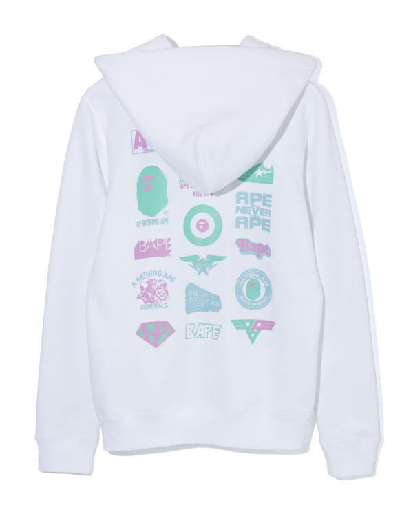 Sweat à Capuche Bape Colours multi logo zip Blanche Femme | DXO-45205703