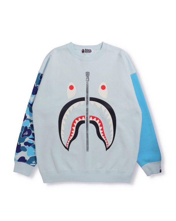 Sweats Bape Big ABC Camo Shark Oversized Crew Neck Bleu Femme | YWV-86042628