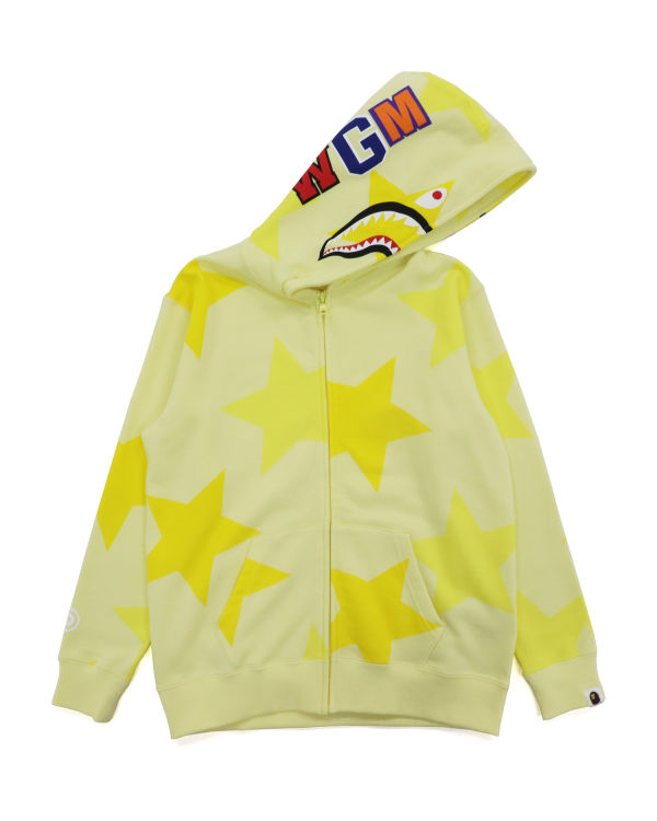 Sweat à Capuche Bape STA Pattern Shark Full Zip Jaune Femme | SYP-73583094