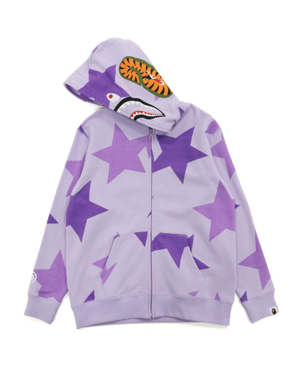 Sweat à Capuche Bape STA Pattern Shark Full Zip Violette Femme | JHV-73223339