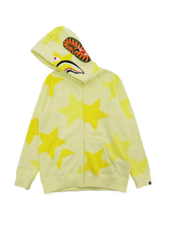 Sweat à Capuche Bape STA Pattern Shark Full Zip Jaune Femme | SYP-73583094