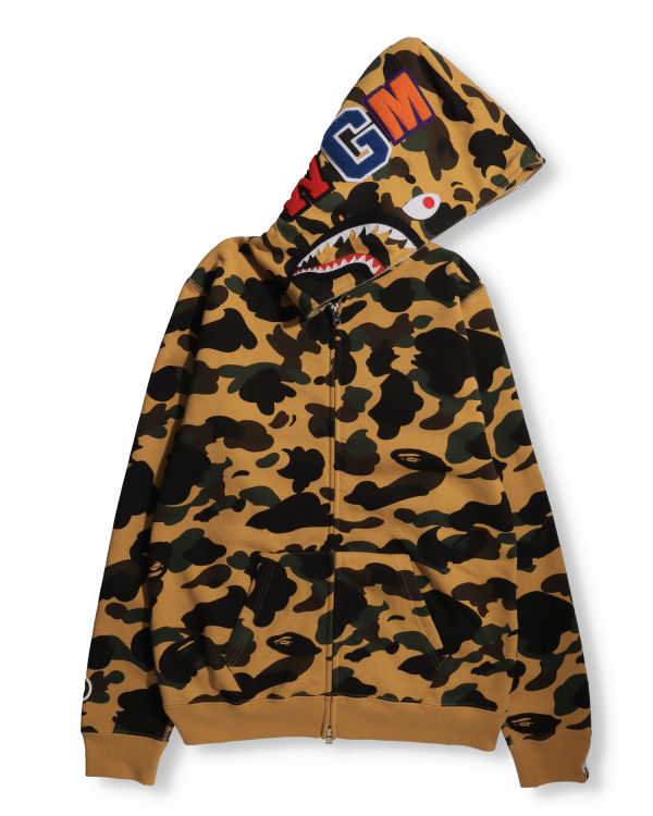 Sweat à Capuche Bape 1st Camo Shark Full Zip Kaki Femme | IOR-29828448