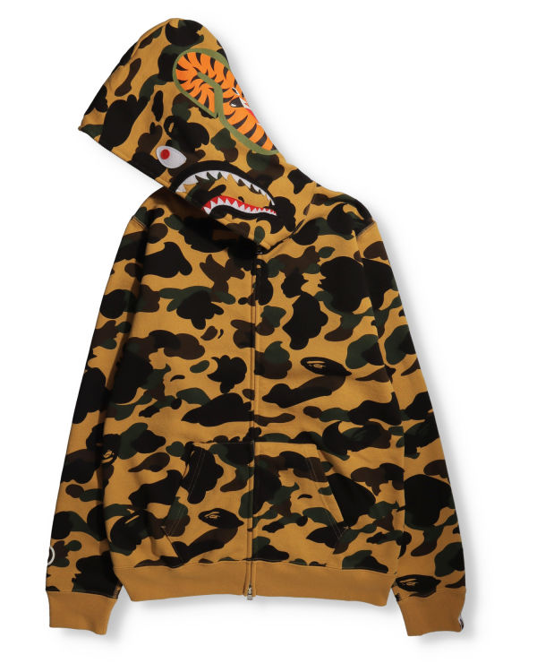 Sweat à Capuche Bape 1st Camo Shark Full Zip Kaki Femme | IOR-29828448