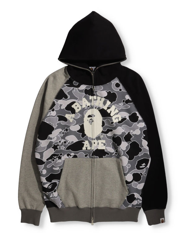 Sweat à Capuche Bape STA Camo Raglan Oversized Zip Noir Femme | SCU-21106011