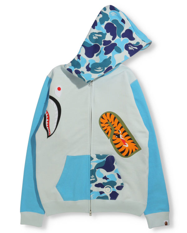 Sweat à Capuche Bape Big ABC Camo Multi Shark Full Zip Bleu Femme | UJS-97595974