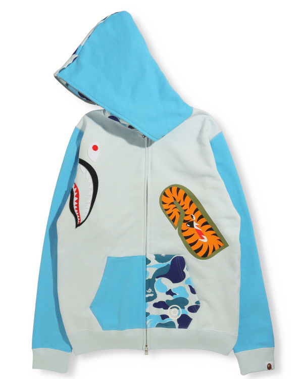 Sweat à Capuche Bape Big ABC Camo Multi Shark Full Zip Bleu Femme | UJS-97595974