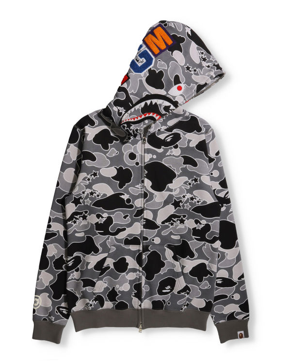 Sweat à Capuche Bape STA Camo Shark Full Zip Noir Femme | KXA-52130064