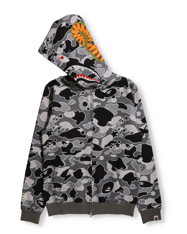 Sweat à Capuche Bape STA Camo Shark Full Zip Noir Femme | KXA-52130064