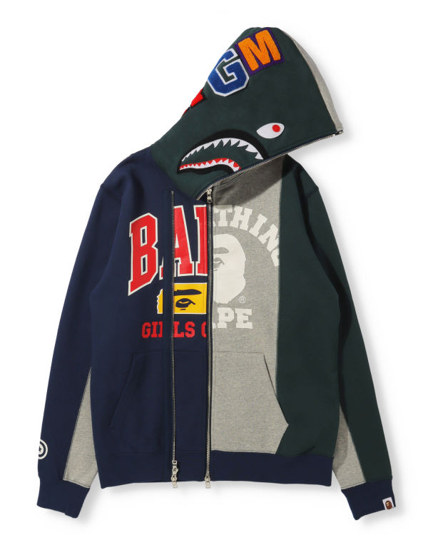 Sweat à Capuche Bape Docking Shark Full Zip Grise Femme | GIM-96726262