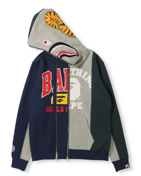 Sweat à Capuche Bape Docking Shark Full Zip Grise Femme | GIM-96726262