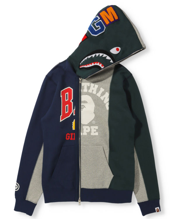 Sweat à Capuche Bape Docking Shark Full Zip Grise Femme | GIM-96726262