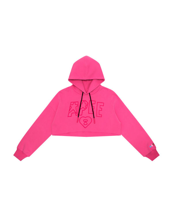 Sweat à Capuche Bape Apee logo cropped hoody Rose Femme | HOR-66677127